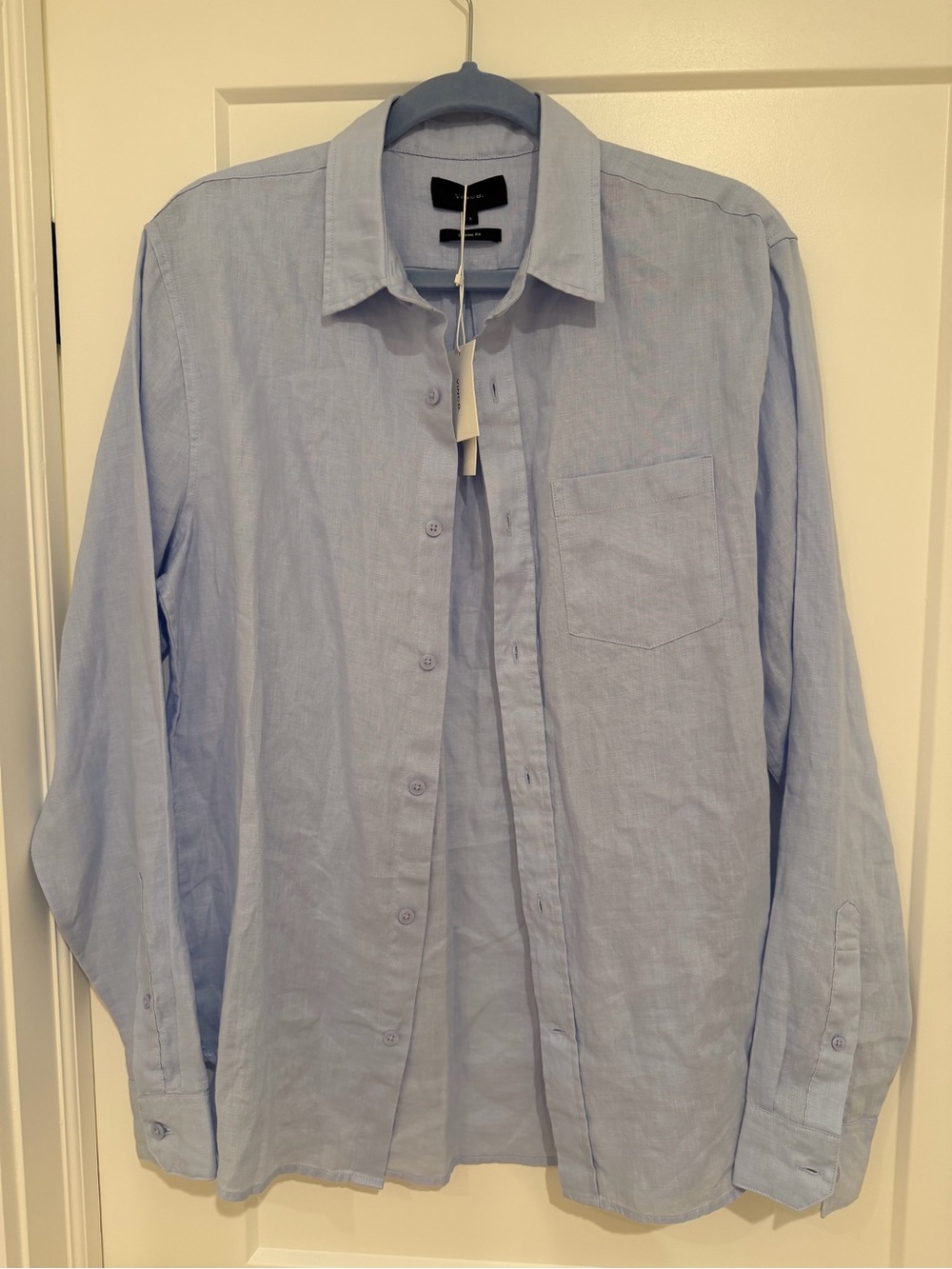 Vince - Light Blue linen Men's Long-Sleeve Button-Up Shirt - size small
